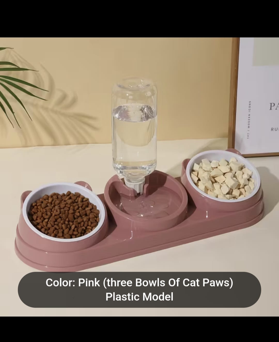 2-in-1 Dual Bowl Pet Feeder & Water Dispenser for Cats & Small Dogs - Durable Plastic, Anti-Slip Base, Easy-Clean Design with 2 Interchangeable Bowls