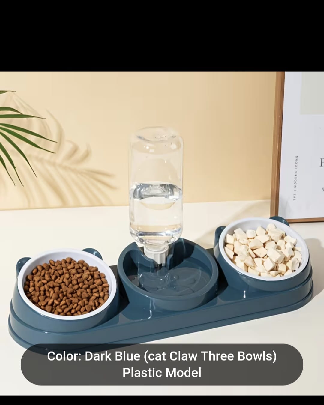 2-in-1 Dual Bowl Pet Feeder & Water Dispenser for Cats & Small Dogs - Durable Plastic, Anti-Slip Base, Easy-Clean Design with 2 Interchangeable Bowls