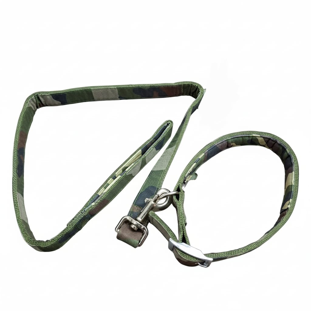 Dog Army Print Adjustable Coler and Lease for Messy and Large Breed Dog Neck Coler