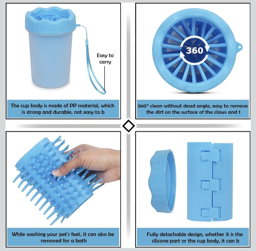 2-in-1 Dog and cat Paw Cleaner Cup & Grooming Brush – Portable Silicone Foot Washer for Large Dogs – Gentle, Easy-to-Use Pet Paw Washer for Mud, Dirt & Debris Removal 