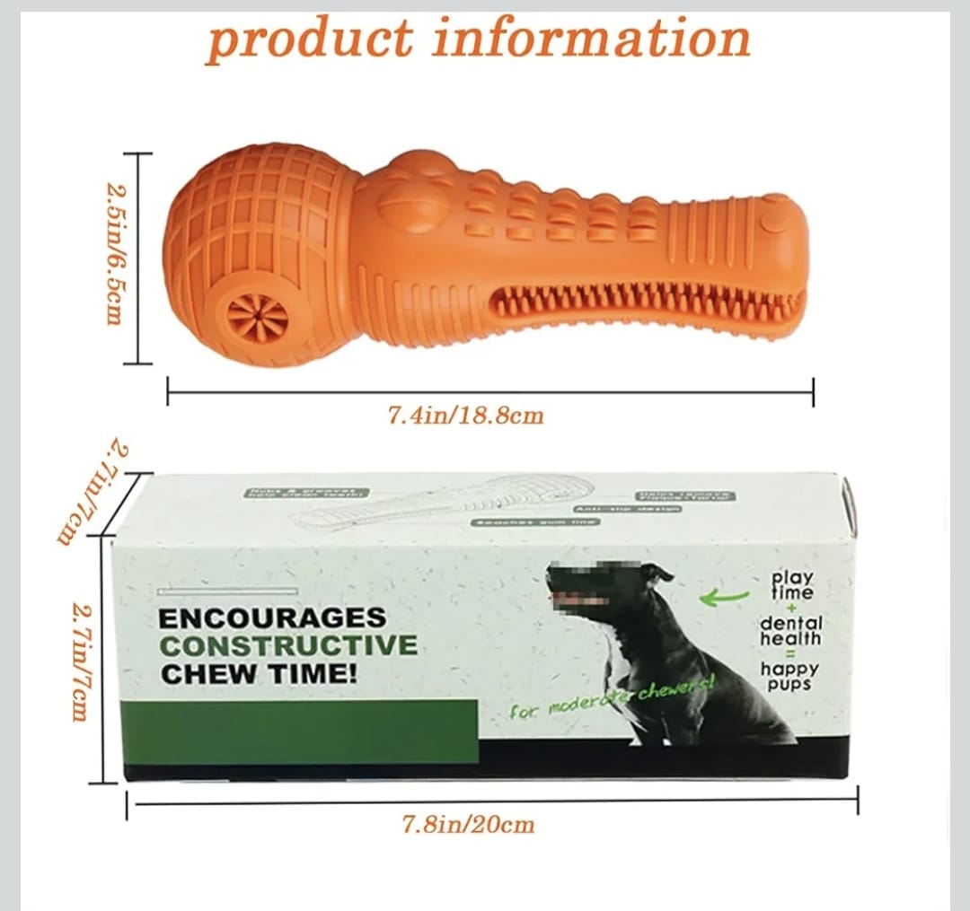 Natural Rubber Dog Chew Toy - (Crocodile Toy) for Puppies & Small Dogs | Interactive Training, Dental Cleaning, and Fun Chew Toy