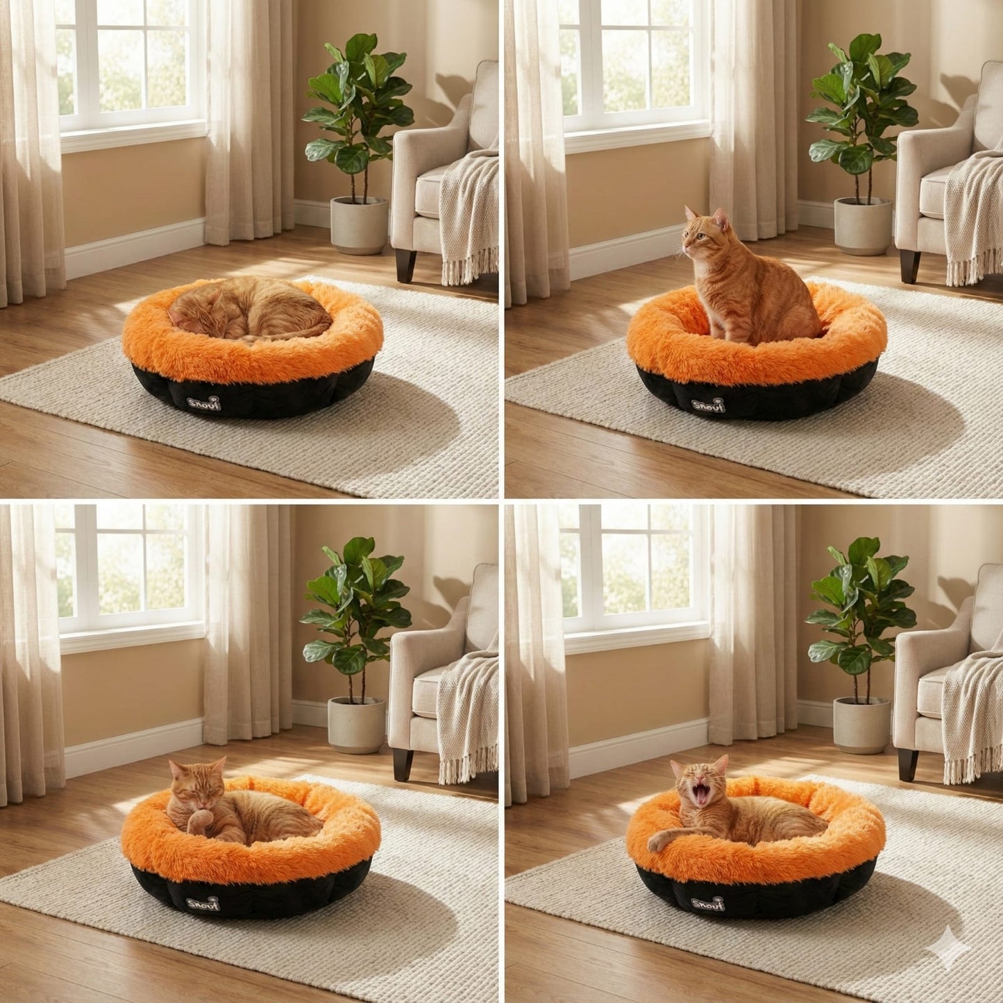 Cat and Dog Bed, Cozy and Comfortable, perfect for your Furry Friend (orange and black)
