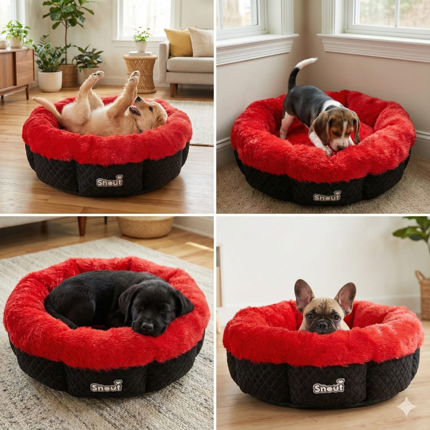 Cat and Dog Bed, Cozy and Comfortable, perfect for your Furry Friend (Red and Black)