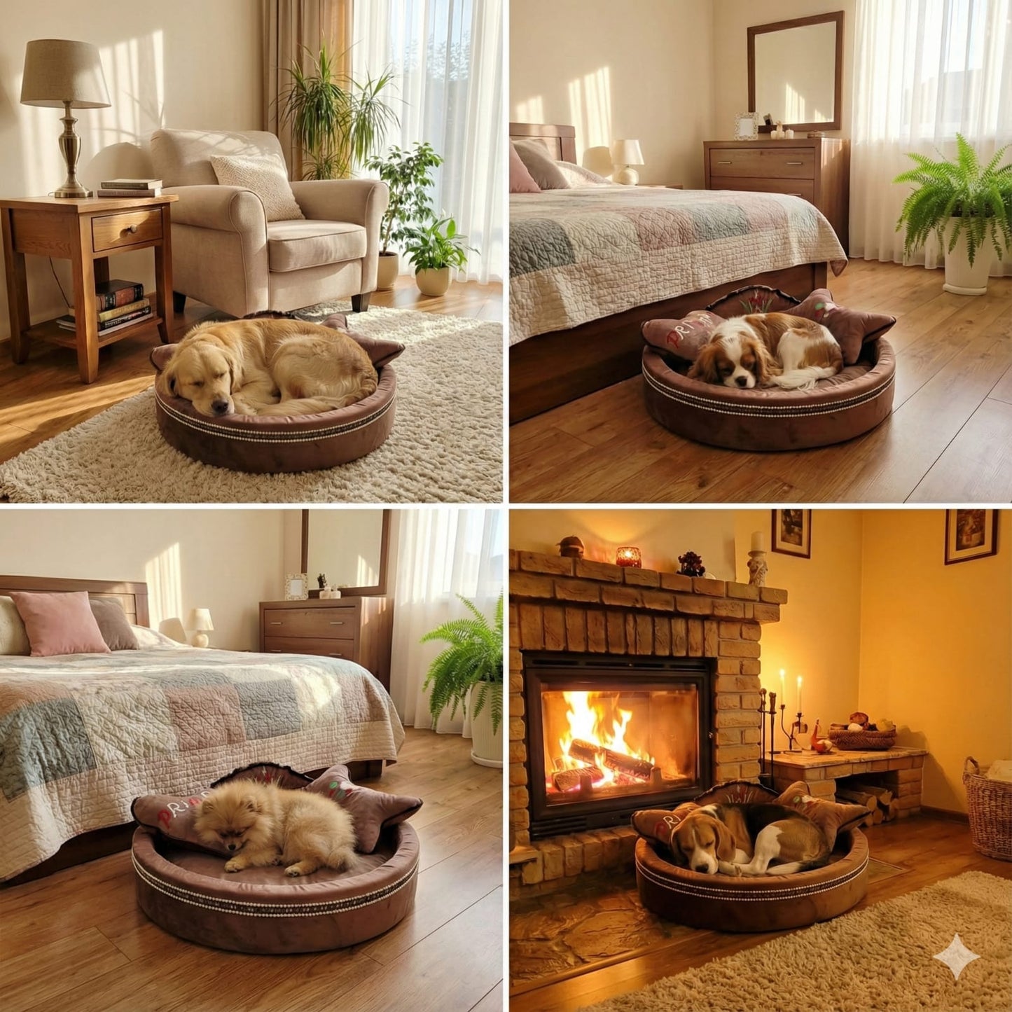 Cat and Dog Bed, Cozy and Comfortable, perfect for your Furry Friend, Big Size Bed with 2 Soft Pillow Set (Brownish-pink)
