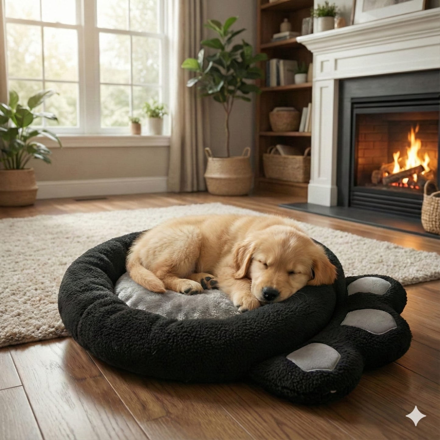 Cat and Dog Bed, Cozy and Comfortable, perfect for your Furry Friend, (Grey and Black)
