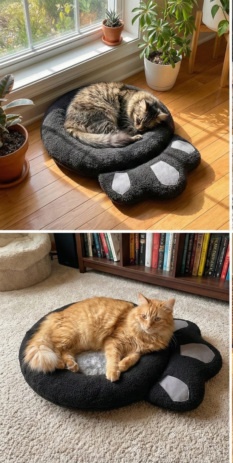 Cat and Dog Bed, Cozy and Comfortable, perfect for your Furry Friend, (Grey and Black)
