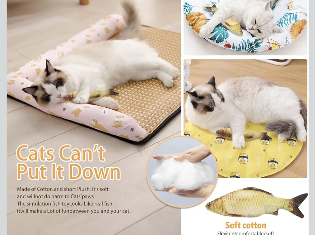 Electric Flopping Fish, Moving Cat Kicker Fish Toy, Floppy Fish Toy for Small Dogs Wiggle Fish Catnip Toys, Motion Kitten Toy Plush Interactive Cat Toys for Exercise, Mice Animal Toys,Chargeable