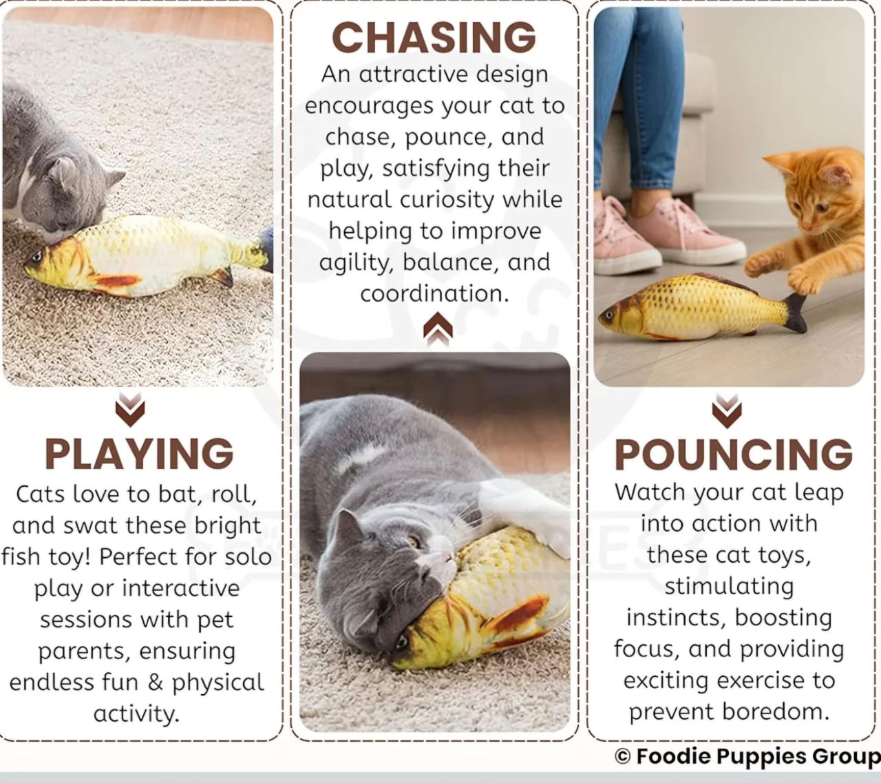 Electric Flopping Fish, Moving Cat Kicker Fish Toy, Floppy Fish Toy for Small Dogs Wiggle Fish Catnip Toys, Motion Kitten Toy Plush Interactive Cat Toys for Exercise, Mice Animal Toys,Chargeable