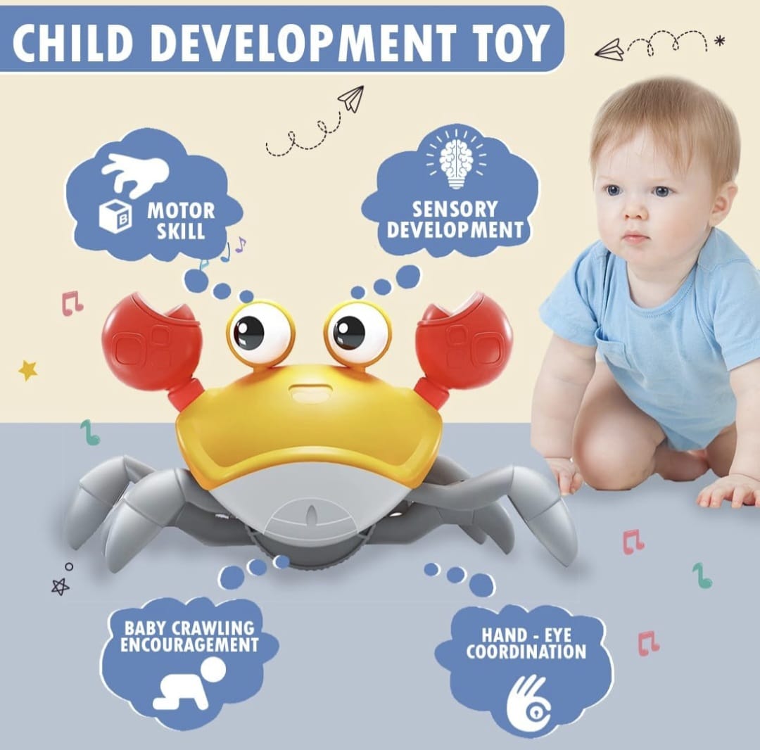 Smart Sensing Crawling Crab Toy, for Dog and Cat, for Baby also, With Different Mode, Music, Auto-Crawling Obstacle Avoidance